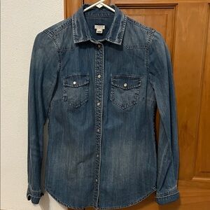 J. Crew Women's Denim Button-Up Shirt in Blue